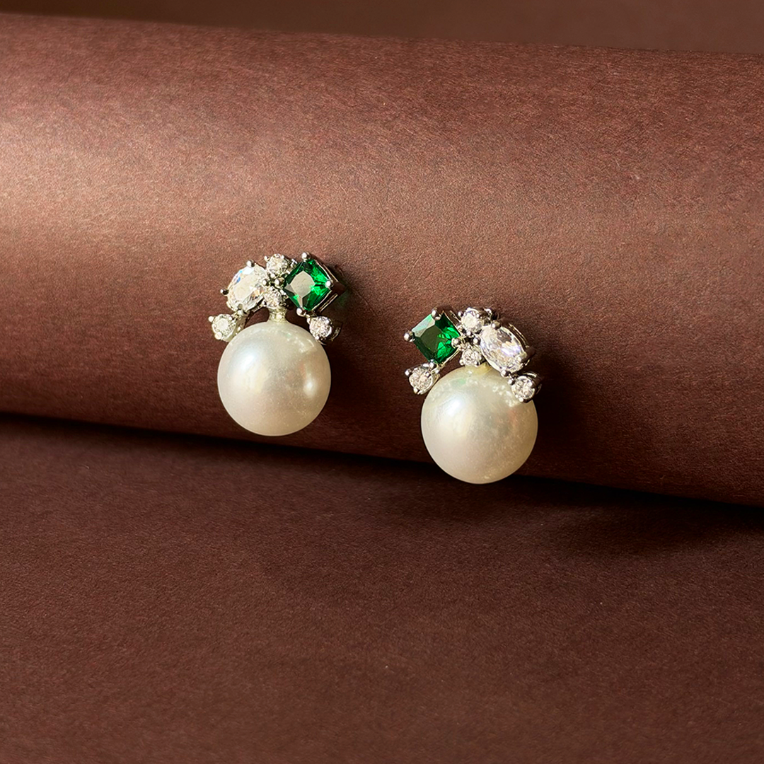 Emerald Pearl Studs
