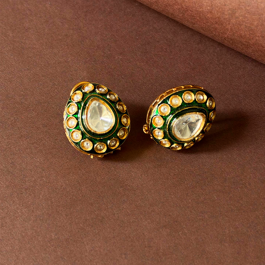 Zoya Emerald Kundan Studs